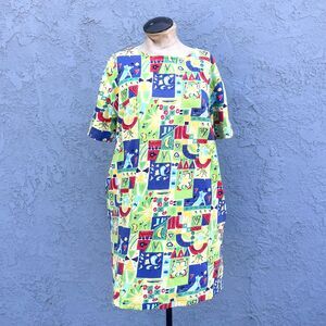 90s Funky Dress Medium Novelty Print quirky